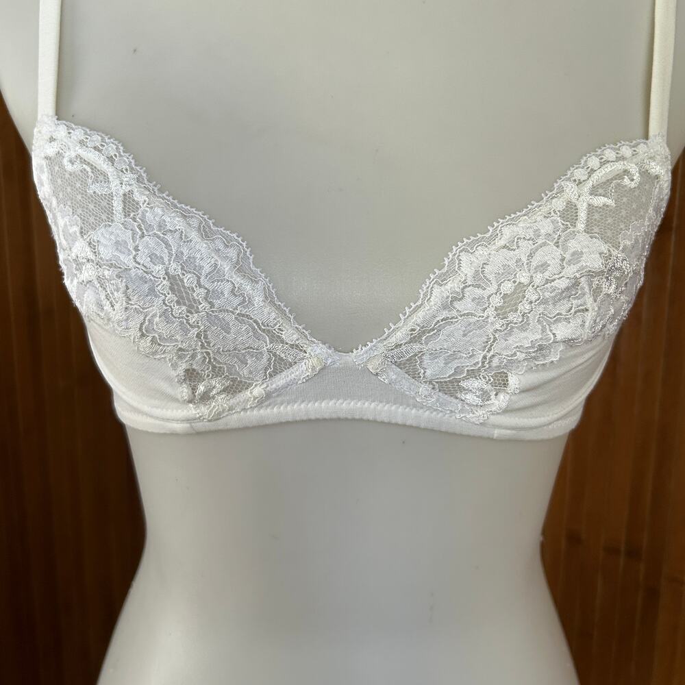 La Perla White Lace Wireless Soft Cup Bra Size US 32B / IT 1